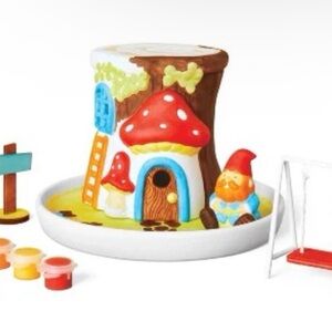 Colorful Mushroom House and gnome paint set! paint your own!